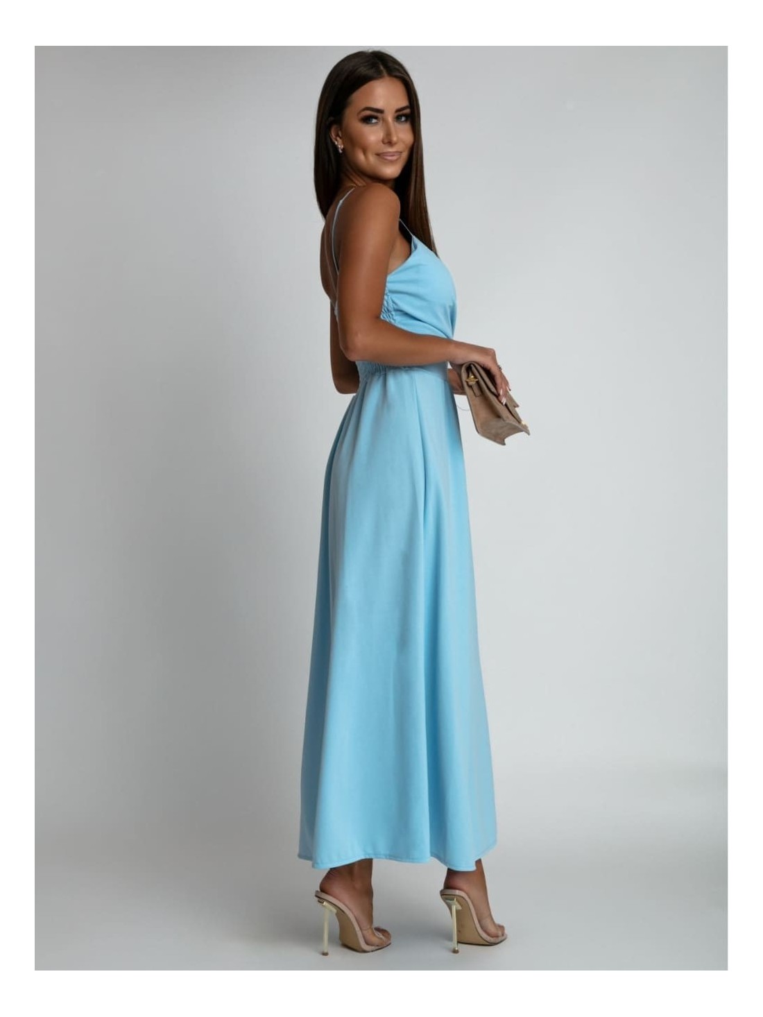 Maxi dress with straps, blue AZRHP5899